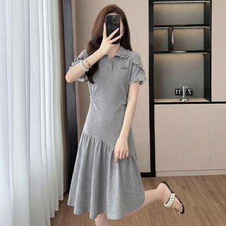 时尚高级设计师夏季气质女装拼接重工褶皱显瘦连衣裙  服裝批發女裝批發服飾貨源