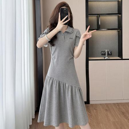 BY16479# 时尚高级设计师夏季气质女装拼接重工褶皱显瘦连衣裙  服裝批發女裝批發服飾貨源