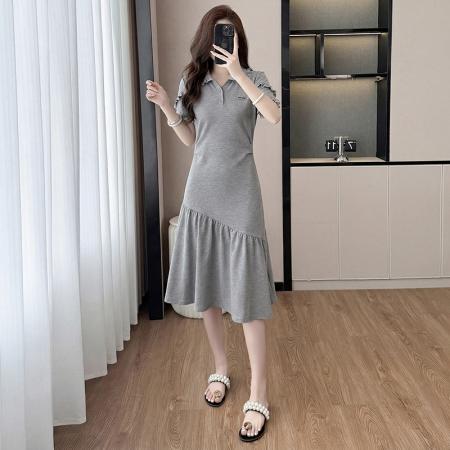 BY16479# 时尚高级设计师夏季气质女装拼接重工褶皱显瘦连衣裙  服裝批發女裝批發服飾貨源