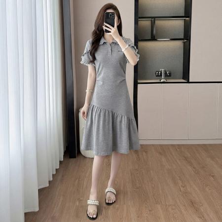 BY16479# 时尚高级设计师夏季气质女装拼接重工褶皱显瘦连衣裙  服裝批發女裝批發服飾貨源