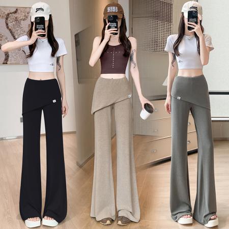 BY16490# 微喇裤女夏季新款屁帘裤垂感高弹修身高腰显瘦运动裤潮  服裝批發女裝批發服飾貨源