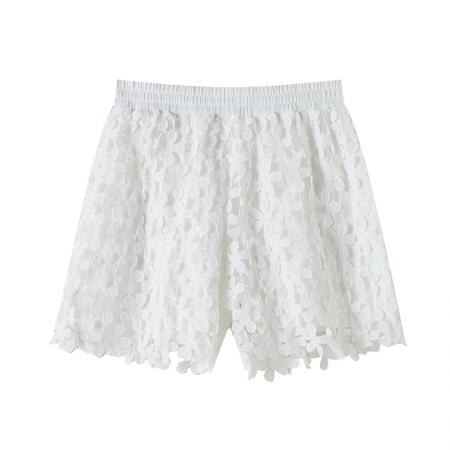 BY16493# 蕾丝短裤女夏季外穿镂空女裤松紧高腰宽松阔腿裤裤子辣妹热裤  服裝批發女裝批發服飾貨源