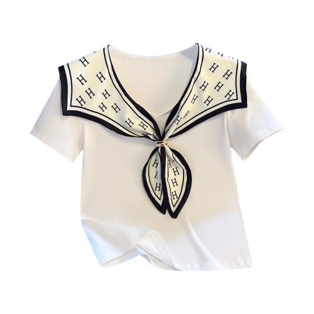 BY16496# 假两件披肩短袖T恤女夏季爆款设计感洋气正肩百搭上衣  服裝批發女裝批發服飾貨源