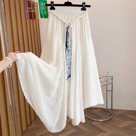 BY16502# 新中式文艺范仙气感中长款纯色百搭显瘦不规则半身裙-配腰带  服裝批發女裝批發服飾貨源