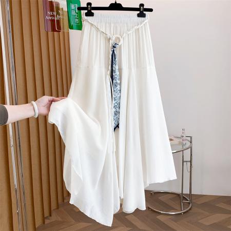 BY16502# 新中式文艺范仙气感中长款纯色百搭显瘦不规则半身裙-配腰带  服裝批發女裝批發服飾貨源