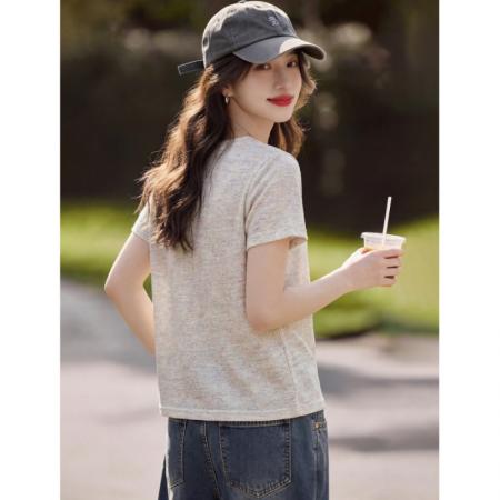 BY16504# 美式彩绘趣味涂鸦上衣26夏季时尚休闲针织印花短袖T恤  服裝批發女裝批發服飾貨源