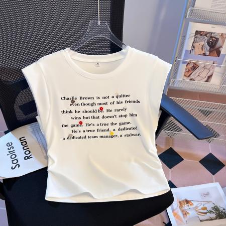 BY16514# 夏季新款飞飞袖印花腰部抽褶显瘦百搭短袖T恤  服裝批發女裝批發服飾貨源