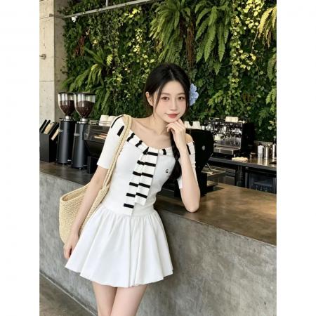 BY16524# 夏季短袖披肩T恤花苞裙旅游穿搭海边度假风套装三亚沙滩两件套装  服裝批發女裝批發服飾貨源