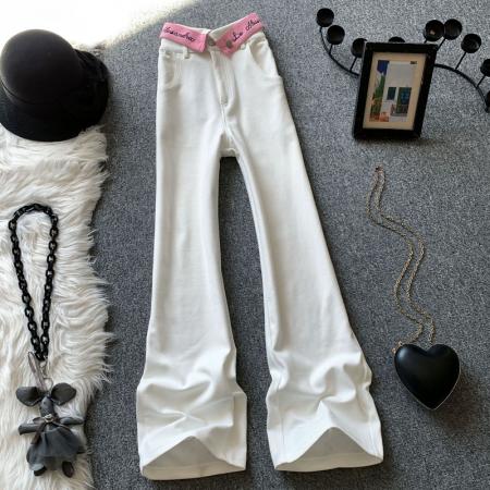 BY16530# 设计感白色高腰阔腿牛仔裤女夏季垂感显瘦休闲裤宽松直筒拖地裤子  服裝批發女裝批發服飾貨源