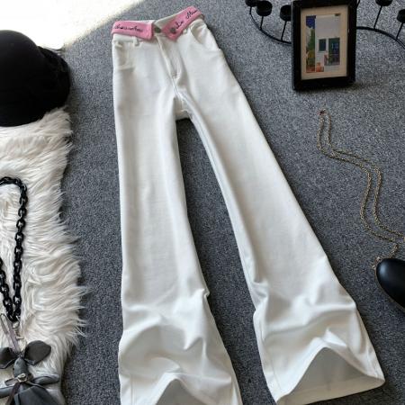 BY16530# 设计感白色高腰阔腿牛仔裤女夏季垂感显瘦休闲裤宽松直筒拖地裤子  服裝批發女裝批發服飾貨源