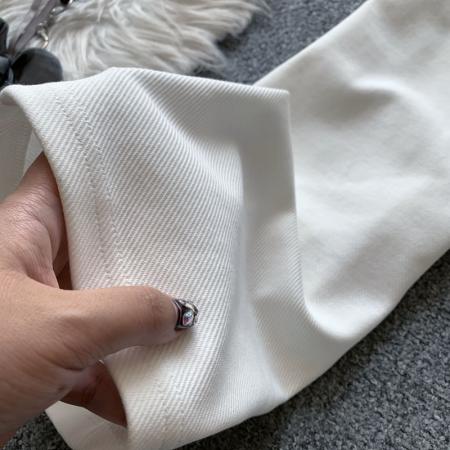 BY16530# 设计感白色高腰阔腿牛仔裤女夏季垂感显瘦休闲裤宽松直筒拖地裤子  服裝批發女裝批發服飾貨源