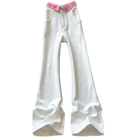 BY16530# 设计感白色高腰阔腿牛仔裤女夏季垂感显瘦休闲裤宽松直筒拖地裤子  服裝批發女裝批發服飾貨源