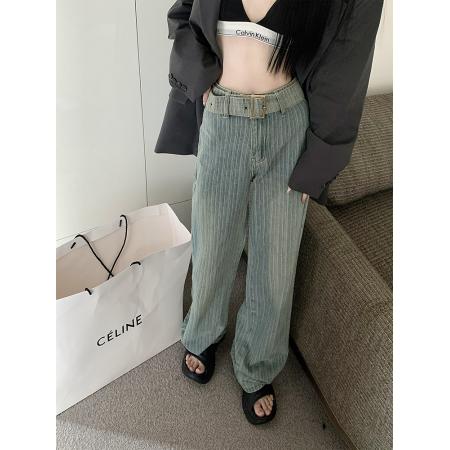 BY16535# 小个子150CM复古牛仔裤女夏季百搭直筒裤145九分高腰阔腿九分裤子  服裝批發女裝批發服飾貨源