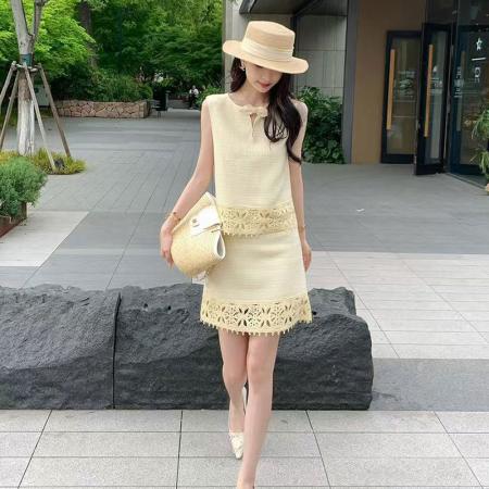 BY16557# 坤总槐绣小香风套装女夏新款流苏蕾丝马甲半身裙两件套女  服裝批發女裝批發服飾貨源