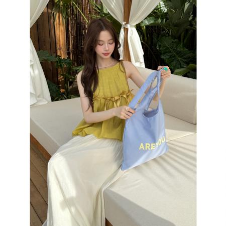 BY16568# 夏季新款纯色无袖雪纺衫+雪纺半身裙两件套女时尚套装  服裝批發女裝批發服飾貨源