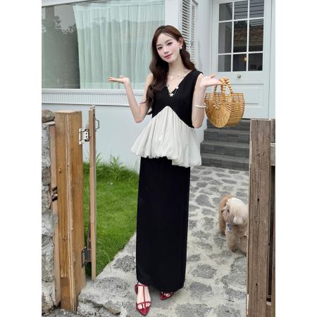 BY16571# 十三行原版质量夏季新款气质拼接上衣+半身裙两件套女套装  服裝批發女裝批發服飾貨源