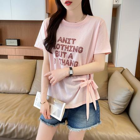 BY16580# 短袖t恤女夏季新款凉感雪花棉设计感小个子休闲显瘦上衣  服裝批發女裝批發服飾貨源