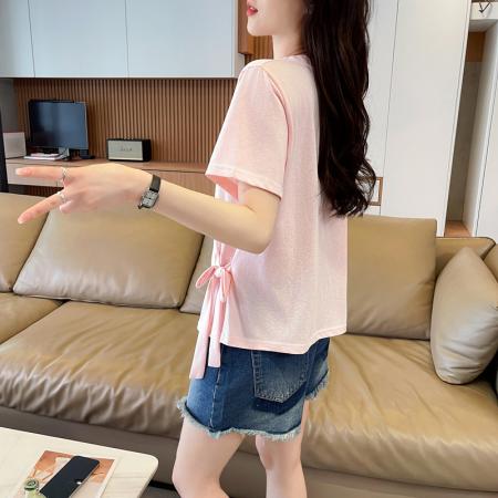 BY16580# 短袖t恤女夏季新款凉感雪花棉设计感小个子休闲显瘦上衣  服裝批發女裝批發服飾貨源