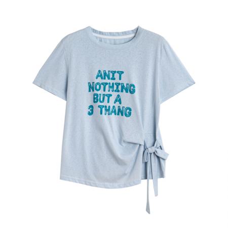 BY16580# 短袖t恤女夏季新款凉感雪花棉设计感小个子休闲显瘦上衣  服裝批發女裝批發服飾貨源