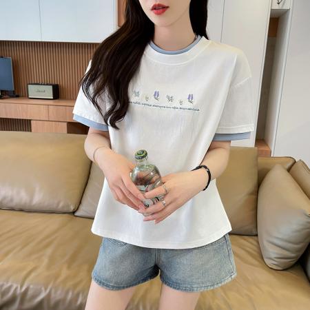 BY16581# 短袖t恤女夏季新款设计感小个子休闲显瘦上衣ins  服裝批發女裝批發服飾貨源