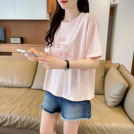 BY16583# 短袖t恤女夏季新款凉感雪花棉设计感小个子休闲显瘦上衣  服裝批發女裝批發服飾貨源