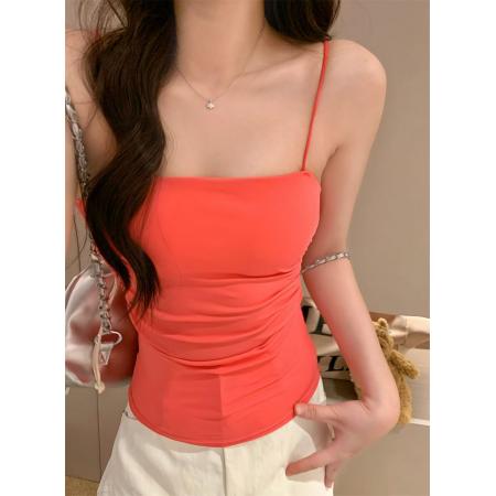 BY16644# 新款带胸垫内搭吊带背心女夏季无袖外穿辣妹美式百搭抹胸上衣