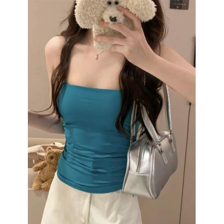 BY16644# 新款带胸垫内搭吊带背心女夏季无袖外穿辣妹美式百搭抹胸上衣