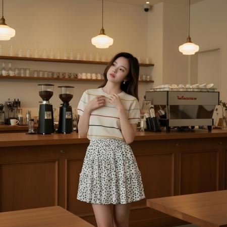 BY16647# 套装女夏季搭配一整套多彩针织衫上衣+半身裙