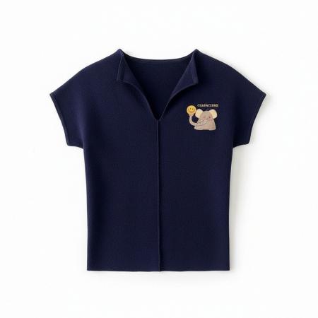 BY16653# 套装女夏季搭配一整套小个子两件套V领T恤+镶钻牛仔短裤