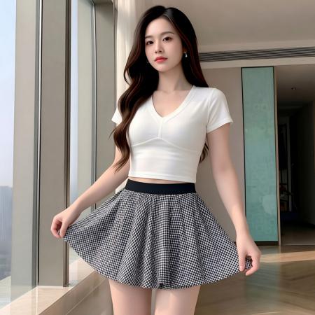 BY16655# 套装女夏季搭配一整套小个子两件套短款T恤+有安全裤半身裙