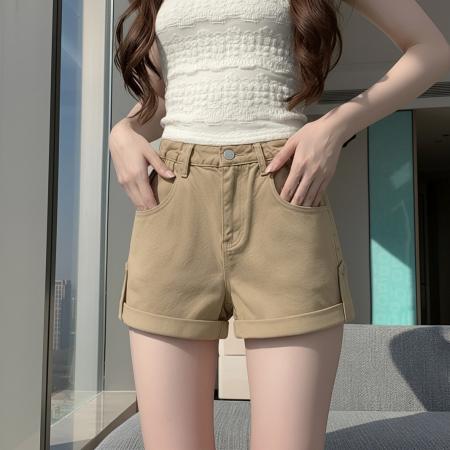 BY16656# 大码直筒裤夏季ins女文艺深色原宿超短裤高腰百搭新款牛仔裤潮流