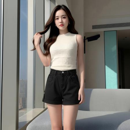 BY16656# 大码直筒裤夏季ins女文艺深色原宿超短裤高腰百搭新款牛仔裤潮流