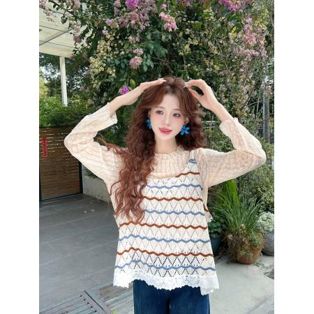 BY16661# 温舒敏杏野清风初春多巴胺套装蕾丝打底设计感彩色吊带两件套