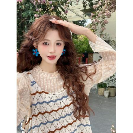 BY16661# 温舒敏杏野清风初春多巴胺套装蕾丝打底设计感彩色吊带两件套