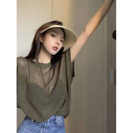 BY16673# 性感露背修身外穿背心小吊带+镂空短袖上衣