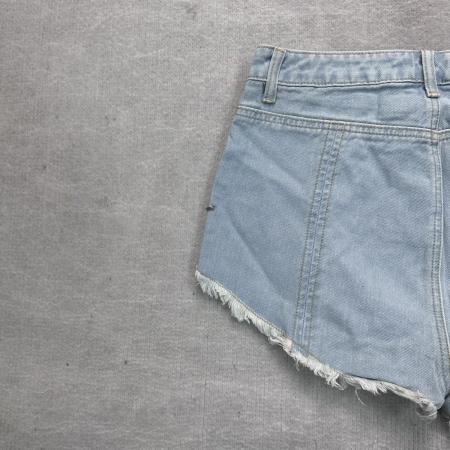 BY16678# 毛边牛仔短裤女夏季新款绑带高腰显瘦辣妹a字时尚浅色热裤