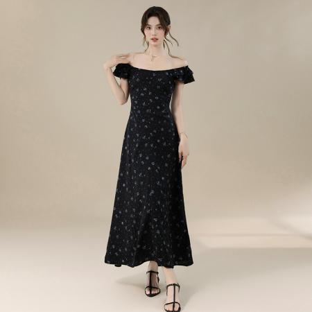 BY16694# 爆款延续法式甜美气质度假风碎花露背设计感连衣裙