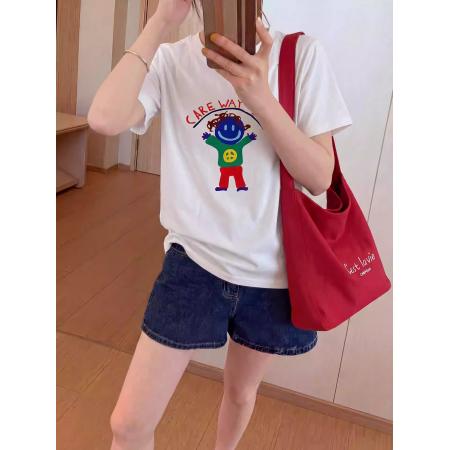 BY16704# 纯棉-棉春夏装短袖T恤女韩版印花