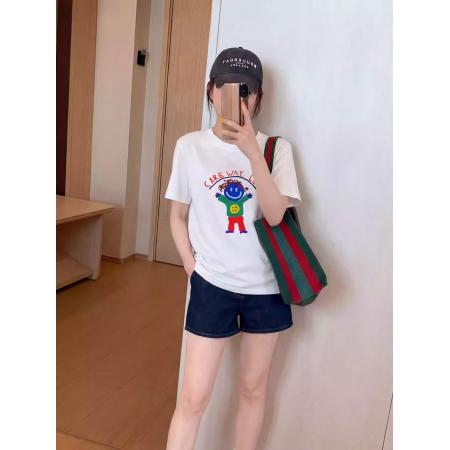 BY16704# 纯棉-棉春夏装短袖T恤女韩版印花