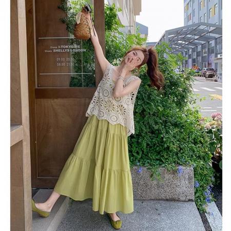 BY16707# 夏装新款小清新吊带连衣裙镂空上衣休闲孕妇两件套装