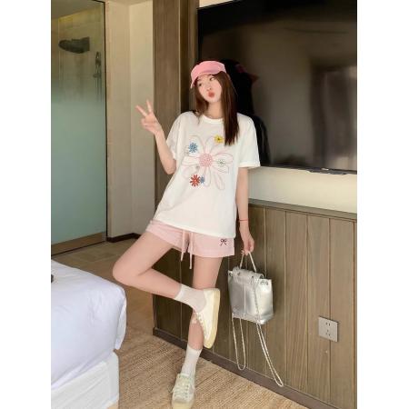 BY16710# 纯棉-棉春夏装短袖T恤女韩版印花