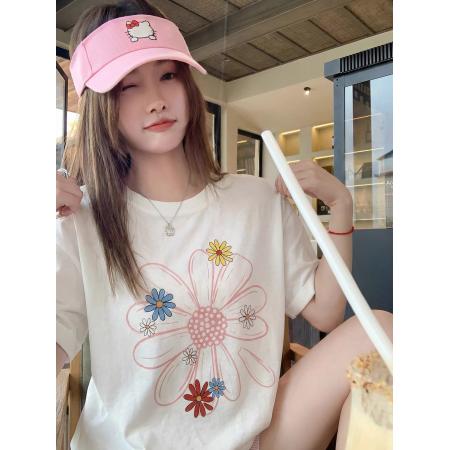 BY16710# 纯棉-棉春夏装短袖T恤女韩版印花