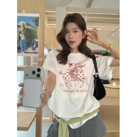 BY16711# 纯棉-棉春夏装短袖T恤女韩版印花