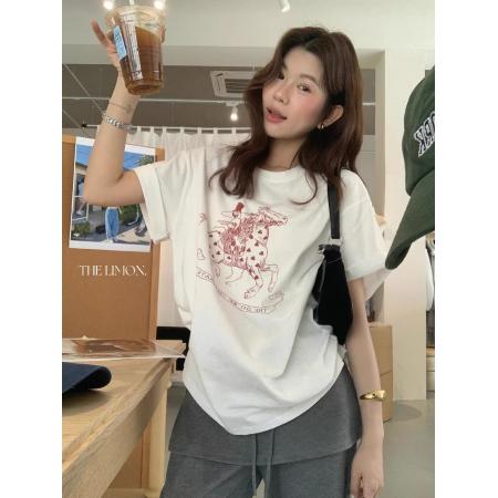 BY16711# 纯棉-棉春夏装短袖T恤女韩版印花