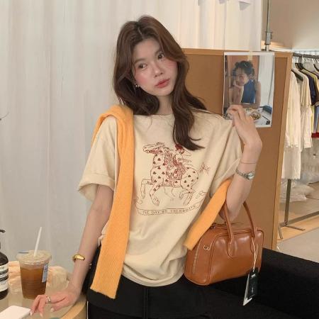 BY16711# 纯棉-棉春夏装短袖T恤女韩版印花