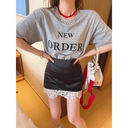 BY16714# 原版做法韩版短袖t恤女新款夏季钉珠字母印花