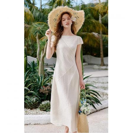 BY16718# 法式收腰白色连衣裙女夏季新款裙子初恋白月光长裙