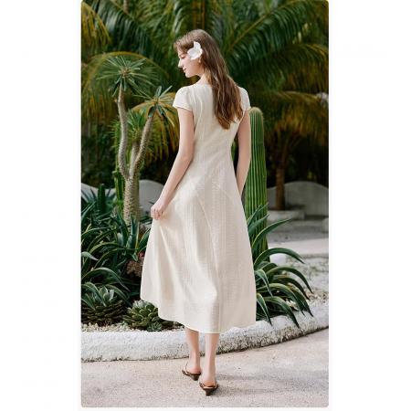 BY16718# 法式收腰白色连衣裙女夏季新款裙子初恋白月光长裙