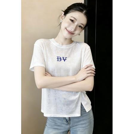 BY16725# 实夏季新款冰丝短袖T恤女韩版烫金亮片字母柔软透气时尚百搭上衣