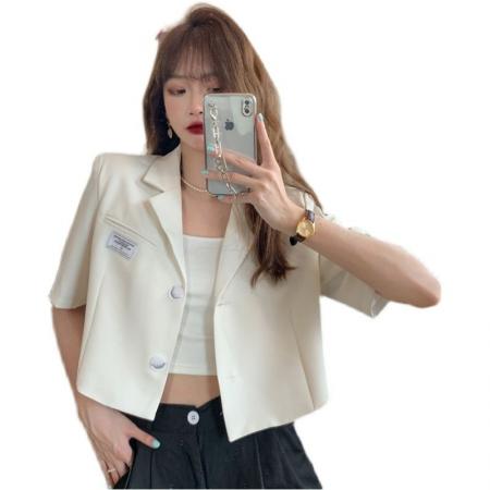 BY16742# 短袖小西装外套女夏季薄款新款网红炸街设计感小个子短款西服